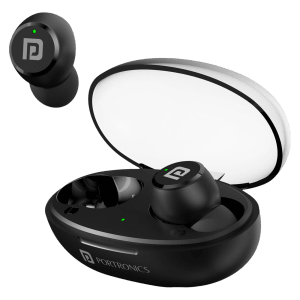 PORTRONICS Harmonics Twins S13 POR2225 TWS Earbuds (IPX5 Water & Sweat Resistant, Deep Bass Technology, Black)