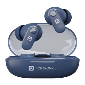 PORTRONICS Harmonics Twins S16 POR2229 TWS Earbuds (IPX5 Water & Sweat Resistant, Deep Bass Technology, Blue)