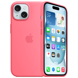 Apple Soft Silicone Back Cover for Apple iPhone 15 (Supports Wireless Charging, Pink)