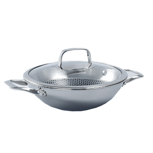 WONDERCHEF Stanton Wok with Lid (304 Stainless Steel Body, 63152779, Silver)