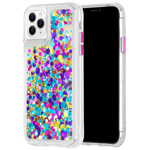 Case-Mate Waterfall Glitter Polycarbonate Back Cover for Apple iPhone 11 Pro Max (Wireless Charging Compatible, Confetti)