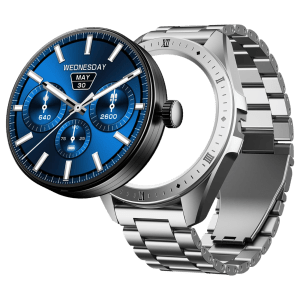 boAt Enigma Switch Smartwatch with Bluetooth Calling (35.3mm HD Display, IP68 Sweat Resistant, Steel Silver Strap)