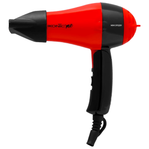 Ikonic Me Mini Speedy Hair Dryer with 2 Heat Settings & Cool Blow (Auto Shutoff, Red)