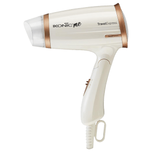 Ikonic Me Travel Express Hair Dryer with 3 Heat Settings & Cool Blow (Overheat Protection, White & Rose Gold)