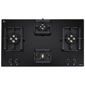 elica Flexi DFS Pro FB Series 4 Burner Automatic Hob (Cast Iron Pan Support, Black)