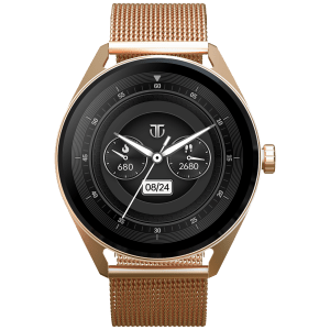 TITAN Crest Smartwatch with Bluetooth Calling (36.3mm AMOLED Display, IP68 Water Resistant, Rose Gold Strap)