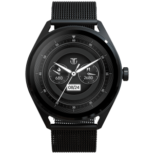 TITAN Crest Smartwatch with Bluetooth Calling (36.3mm AMOLED Display, IP68 Water Resistant, Black Mesh Strap)