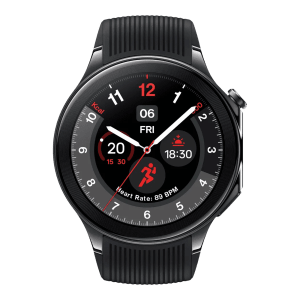 OnePlus Watch 2 WiFi + Bluetooth Google Wear OS4 Smartwatch (36.3mm AMOLED Display, GPS, Black Steel Strap)