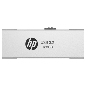 HP 818w 128GB USB 3.2 Flash Drive (Built-in Keyring Loop, 8Y6T0AA, Silver)