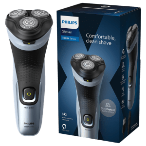 PHILIPS 3 Series Rechargeable Cordless Shaver for Beard for Men (40mins Runtime, 4D Floating Heads, Celestial Blue)