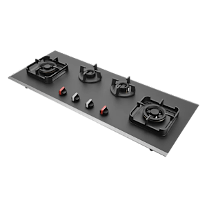 KAFF Crystal Noir 1104 Glass Top 4 Burner Automatic Hob (Full Flame Failure Device, Black)