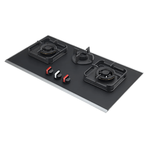 KAFF Crystal Noir 823 Glass Top 3 Burner Automatic Hob (Full Flame Failure Device, Black)