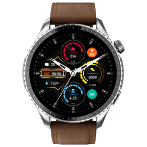 noise Origin Smartwatch with Bluetooth Calling (37.08mm AMOLED Display, 3ATM Water Resistant, Classic Brown Strap)