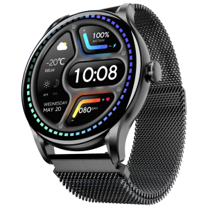 boAt Lunar Connect Ace Smartwatch with Bluetooth Calling (36.32mm AMOLED Display, IP68 Dust, Sweat & Water Resistant, Black Metallic Strap)