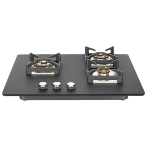 FABER Bella HT703 Glass Top 3 Burner Automatic Hob (Full Brass Burners, Black)