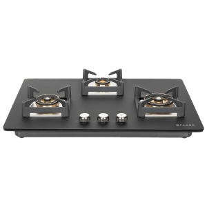 FABER Bella HT753 Glass Top 3 Burner Automatic Hob (Full Brass Burners, Black)