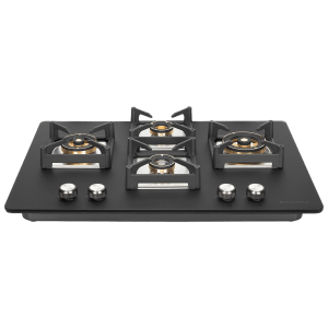 FABER Bella HT754 Glass Top 4 Burner Automatic Hob (Premium Metal Knobs, Black)