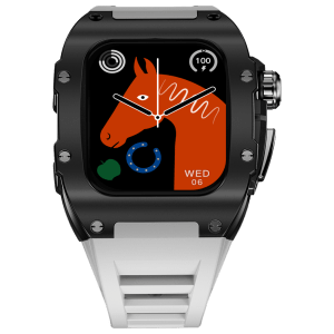 FIRE-BOLTT Huracan Smartwatch with Bluetooth Calling (49.5mm Always On Display, IP68 Water Resistant, Black White Strap)