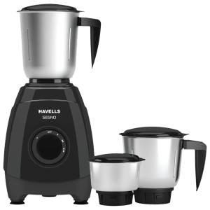 HAVELLS Segno Plus 550 Watt 3 Jars Juicer Mixer Grinder (Heavy Duty Motor, Black)