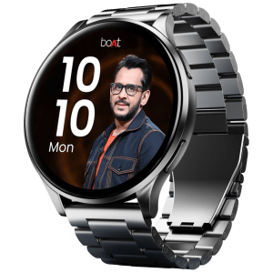 boAt Lunar Prime Smartwatch with Bluetooth Calling (36.83mm AMOLED Display, IP67 Water Resistant, Steel Black Strap)