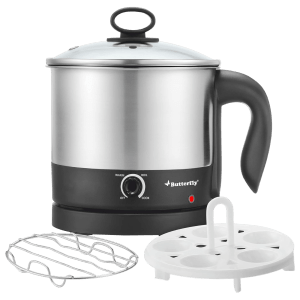 Butterfly TRIWAK0048 600 Watt 1.2 Litre Multi Cook Electric Kettle with Rapid Boil Technology (Silver)