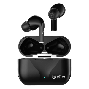 pTron Basspods P181 TWS Earbuds with Passive Noise Cancellation (IPX4 Water Resistant, 32 Hours Playtime, Black)