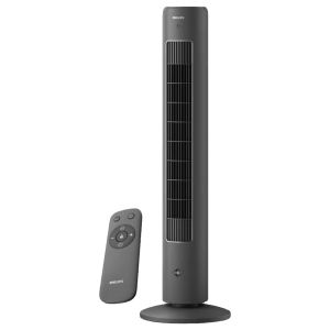 PHILIPS 5000 Series Bladeless 2230 m3/hr Air Delivery Tower Fan with Remote (Silent Operation, Black)