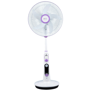 BAJAJ Nuvo 400mm 5 Blade Rechargeable Pedestal Fan with 5400 mAh Battery (BLDC Motor, Plum Purple)