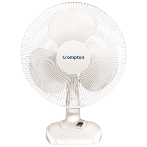 Crompton High Flo Wave Plus 400mm 3 Blade Copper Motor Table Fan (Aerodynamically Designed Blades, White)