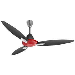 USHA Bloom Daffodil 1 Star 1250mm 3 Blade Electroplated Finish Ceiling Fan (Dust Resistant, Red & Black)