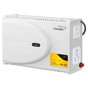 V-GUARD 6 Amps Voltage Stabilizer For Up to 203cm (80") TV + 1 Set Top Box + 1 Home Theatre (200 - 240V AC Output, Digi 200, White)