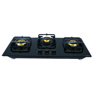 Elica Flexi Pro FB 3B 75 MT DX Glass Top 3 Burner Automatic Electric Hob (Round Metallic Knob, Black)