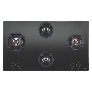 Elica CLASSIC FLEXI FB MFC 4B 70 MT Glass Top 4 Burner Automatic Electric Hob (Round Metallic Knob, Black)