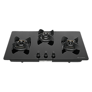 Faber Ultima Plus HT783 CRS BR CI AI Toughened Glass Top 3 Burner Automatic Hob (Cast Iron Pan Support, Black)