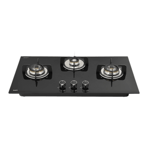 KAFF VRH 783 Tempered Glass Top 3 Burner Automatic Hob (Matte Enamelled Pan Support, Black)