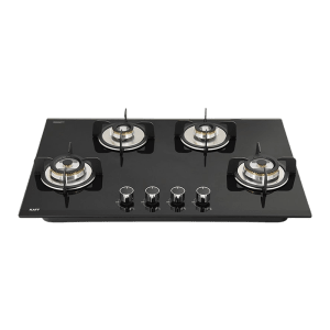 KAFF VRH 784 Tempered Glass Top 4 Burner Automatic Electric Hob (Matte Enamelled Pan Support, Black)