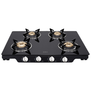 Elica Patio ICT 469 BLK DT SE Toughened Glass Top 4 Burner Manual Gas Stove (Corrosion Resistance, Black)