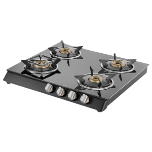 KAFF CTB584BAI Toughened Glass Top 4 Burner Automatic Gas Stove (Heavy Duty Pan Support, Black)