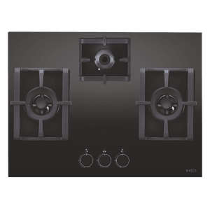 Elica PRO AB MFC 4B 70 DX Glass Top 4 Burner Automatic Electric Hob (Round Metallic Knob, Black)