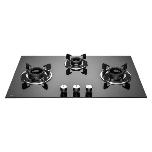 KAFF Crista Tempered Glass Top 3 Burner Automatic Hob (Matte Enamelled Pan Support, Black)