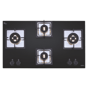 Elica IND FLEXI FB 491 DX DFS Glass Top 4 Burner Automatic Electric Hob (Knob Control, Black)