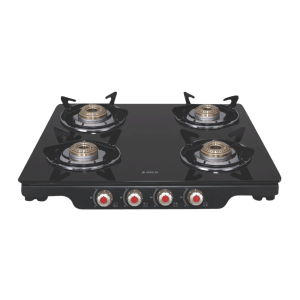 Elica Patio ICT 460 BK DT AI SE Toughened Glass Top 4 Burner Automatic Gas Stove (Heavy Duty, Black)