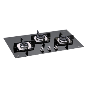 Glen 1073 SQ DB Toughened Glass Top 3 Burner Automatic Electric Hob (Scratch & Stain Resistant, Black)