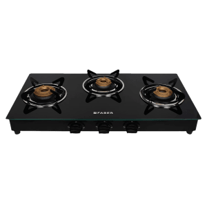 Faber Marvel 3BB BK Tempered Glass Top 3 Burner Manual Gas Stove (Scratch Resistant, Black)