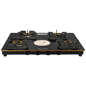 FABER Prince Plus 4 Burner Manual Hob (Brass Burner, Black)