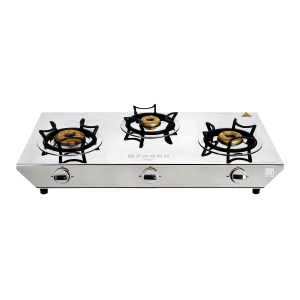 Faber Hilux Max 3BB SS 3 Burner Manual Gas Stove (Black Diamond Coated Sturdy Pan Support, Silver)