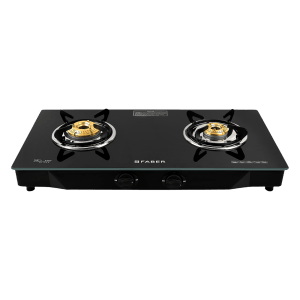 Faber JUMBO 2BB BK Toughened Glass Top 2 Burner Manual Gas Stove (Corrosion Resistance, Black)