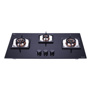 Elica FLEXI FB HCT 375 DX Toughened Glass Top 3 Burner Automatic Electric Hob (Cast Iron Grid, Black)