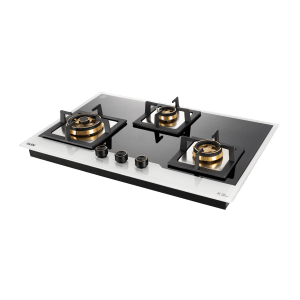 Glen 1073 XL SQ HT DB TR BW77 Toughened Glass Top 3 Burner Automatic Electric Hob (Vitreous Enamelled Pan Support, Black/White)