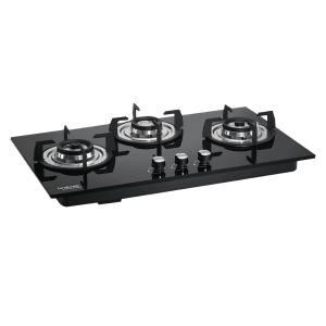 Hindware Ella Plus Toughened Glass Top 3 Burner Automatic Electric Hob (Triple Ring Burner, Black)